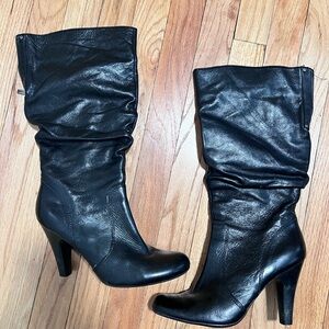 GUESS Black All Leather High Heel BOOTS zipper closure